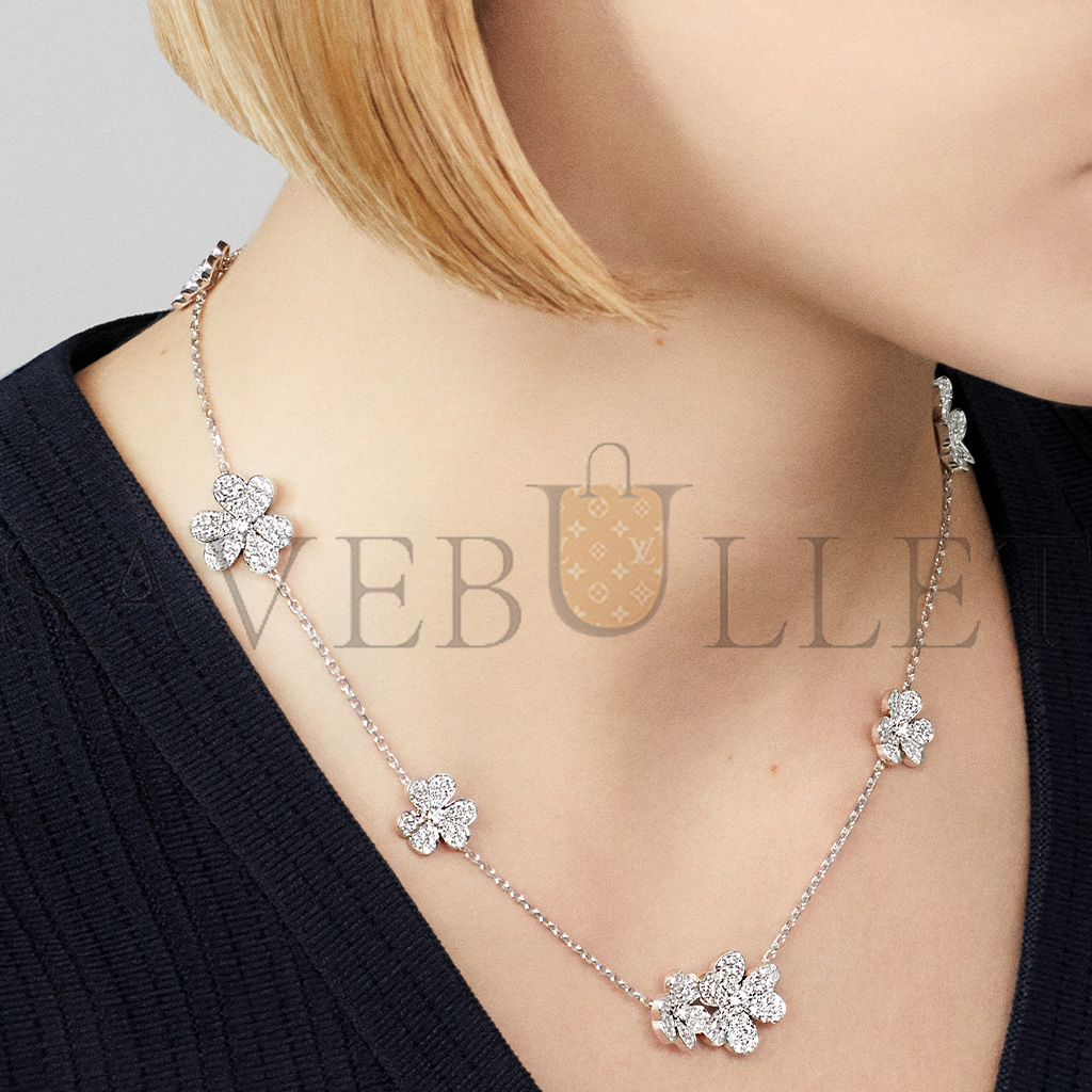 v*n cl*f arpels frivole necklace, 9 flowers - white gold, Di*m*nd vcarn25400